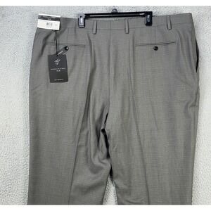 Shaquille O Neil XLG Men Dress Pants 50X30 Big Tall Taupe Flat Front Stretch NEW